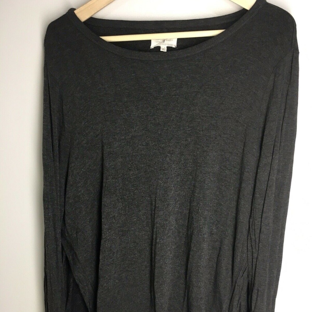 Lou & Grey Pullover Solid Gray Split Side Soft